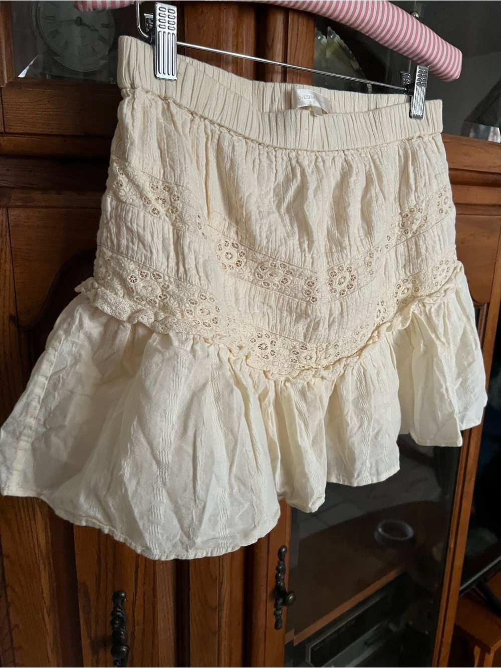 LoveShackFancy Cream Eyelet Tiered Skirt - Picture 6 of 11